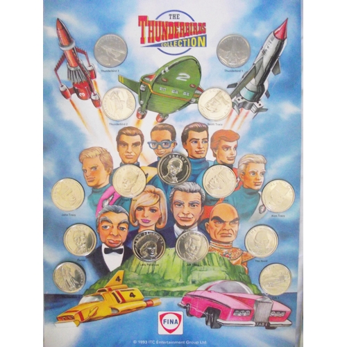 28 - 2x 1993 Fina petrol Thunderbirds  collectors token cards & tokens . Both complete