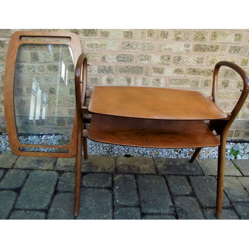 30 - 1950s Rare butlers table / tray. Beautifully shaped light colour bentwood frame with wooden edged gl... 