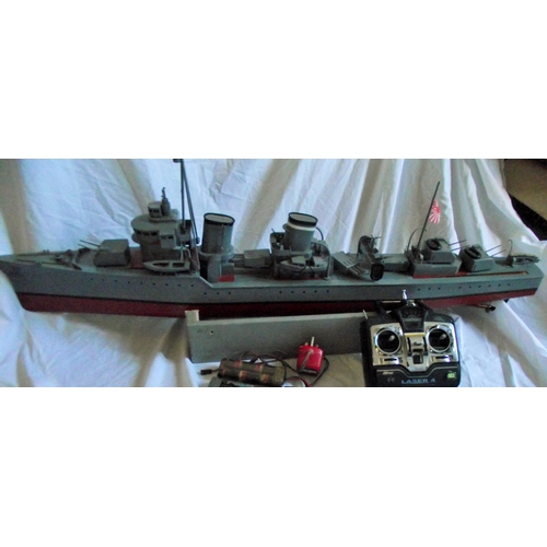 34 - Fubuki scratch built model of a 1930s Japanese destroyer. Built of plywood powered by 2 RE385 motors... 