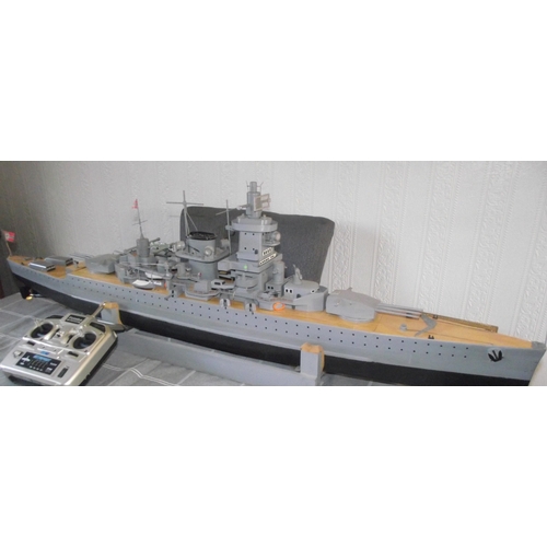 35 - Scratch built model Boat famous warship Graf Spee . Built from balsa & plywood. Powered by 2 r370 mo... 