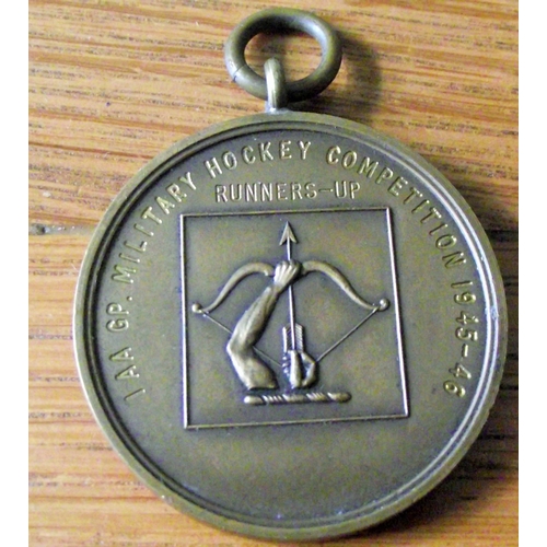 27 - Rare 1AA GP (1st Anti-Aircraft Group) Military  hockey competion runners up medal 1945/46