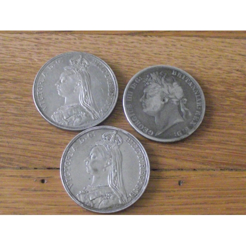 33 - 3 x Victoria  silver crown coins dating 1821 ,1888,1889