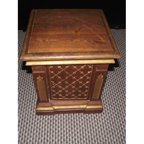 103 - Vintage wooden hand carved Islamic style Quaran box with highly detailed carving to front door 14x12... 