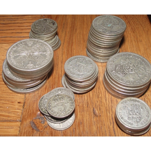 59 - Collection of pre decimal coins, with 50% silver content, between 1921/1946 2 shilling , florins , s... 