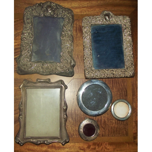 45 - collection of 6 early silver picture frames 1902/1911 etc ( some with missing rear suport stand )