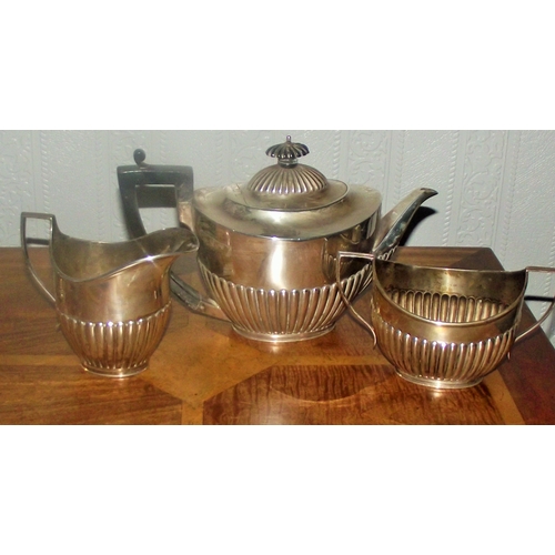 48 - Victorian silver 3 piece tea set London 1895 makers mark WC & JL  1000g approx