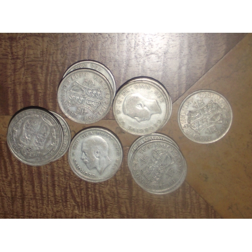 49 - Collection of 50% silver half crown  coins between various dates between 1920/46   290g gross