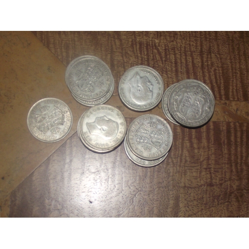 50 - Collection of 50% silver half crown  coins between various dates between 1920/46   290g gross