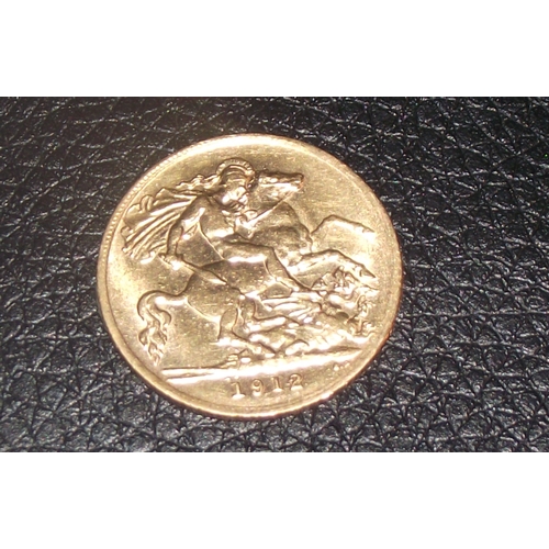 66 - 1912   22ct gold half sovereign 4g approx