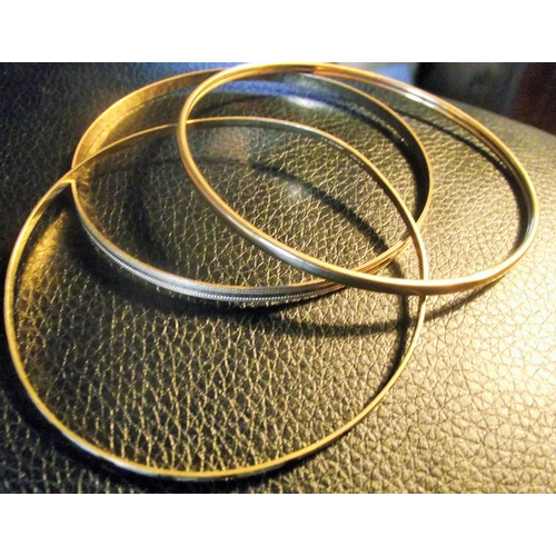 95 - 3x ladies 9ct bangles  10.2g approx  70mm diameter approx