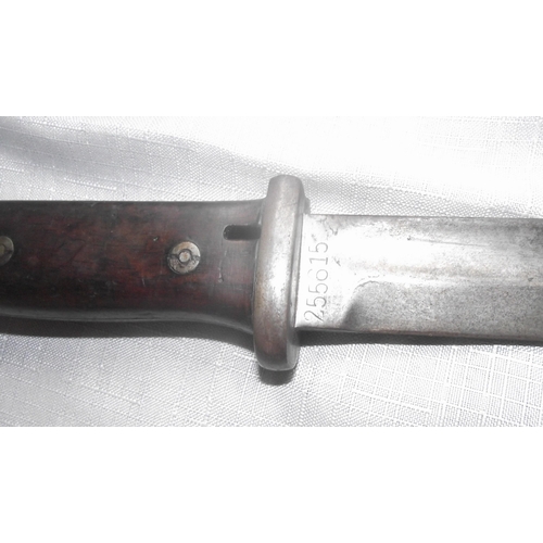 22 - WWII German K98 Rifle Bayonet numbered 255615 25cm blade 38cm overall