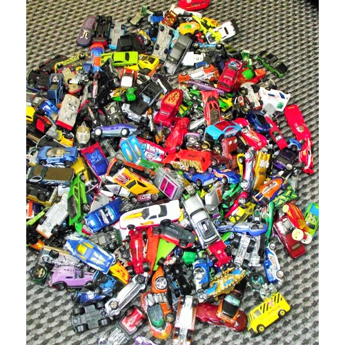 21 - Large box of 270 + mainly hotwheels miniature cars ,bikes etc