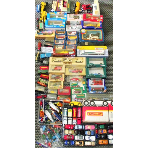 22 - Large collection of assorted die cast models , cars ,vans , buses , trams etc