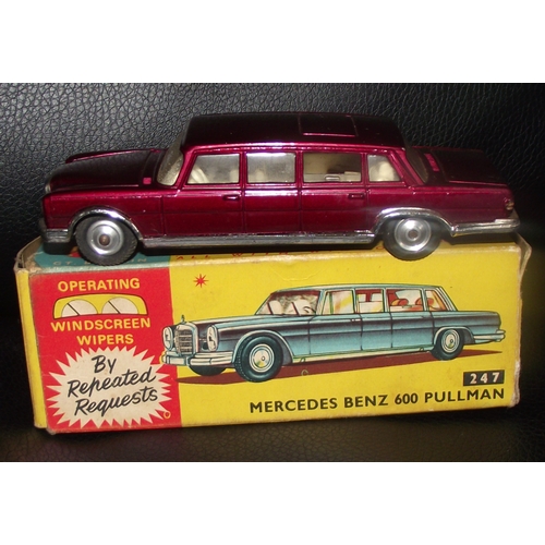 3 - Corgi 247 Mercedes Benz 600 Pullman with working wipers original box car in very good condiion , tea... 