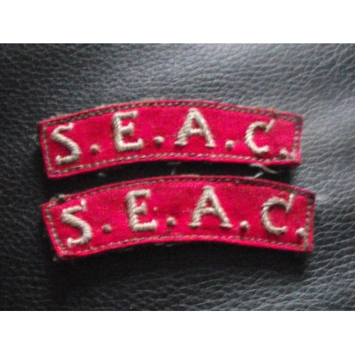 32 - Pair WW2 S.E.A.C ( south east asia comand ) cloth shoulder patches