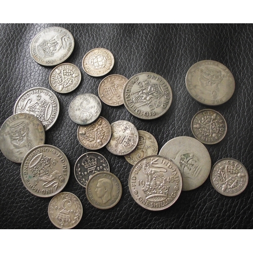 53 - Selection of 50% silver UK coins 1920/1945 62g approx