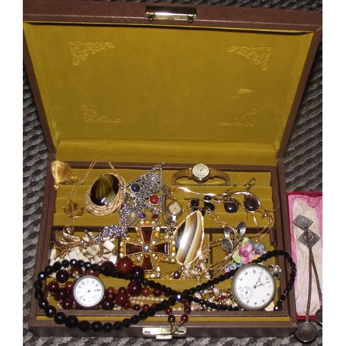 56 - Nice selection of assorted costume jewellery including several pieces marked gold plated all in an u... 