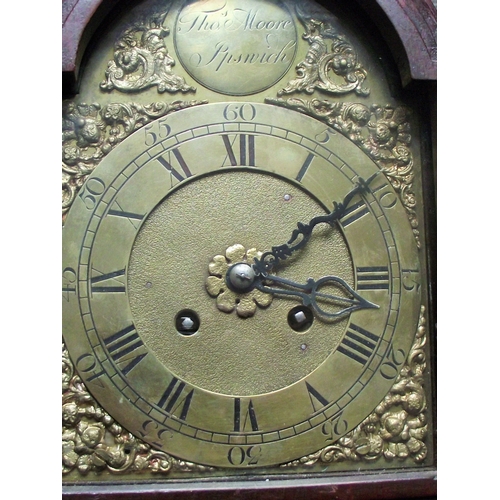 78 - Rare Thomas Moore Ipswich arch topped brass faced oak bodied striking mantle clock Thomas Moore, one... 