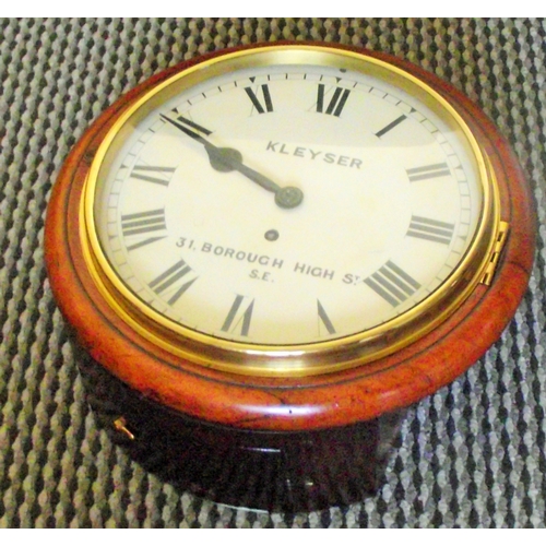 91 - Victorian mahogany fusee wall clock, the circular dial inscribed kleyser 31 Borough High st SE with ... 