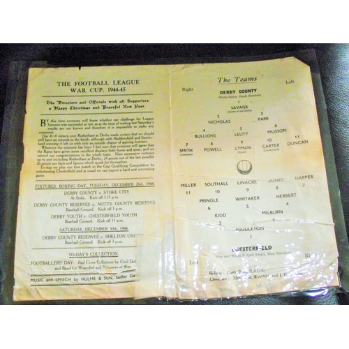 9 - Very scarce Derby County v Chesterfiled official football programme Monday 25th DEC 1944 The footbal... 