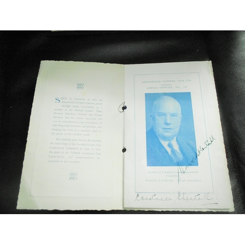 10 - 24th may 1945 chesterfield football club complimentary dinner invite signed by chairman harrold shen... 