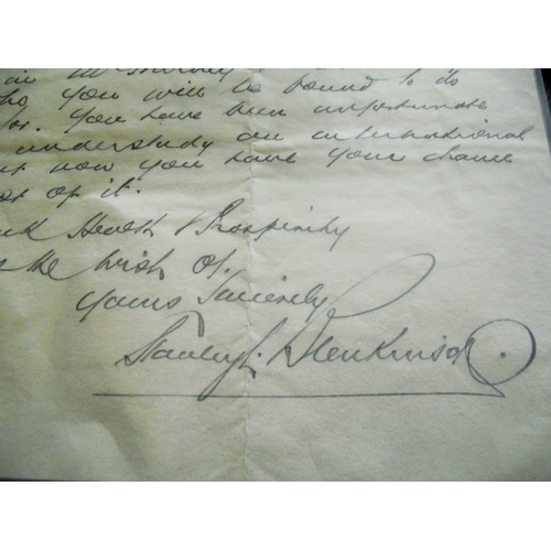 19 - Rare possibly museum piece Letter to George ( millburn Leeds united & Chesterfield ) from Stanley bl... 