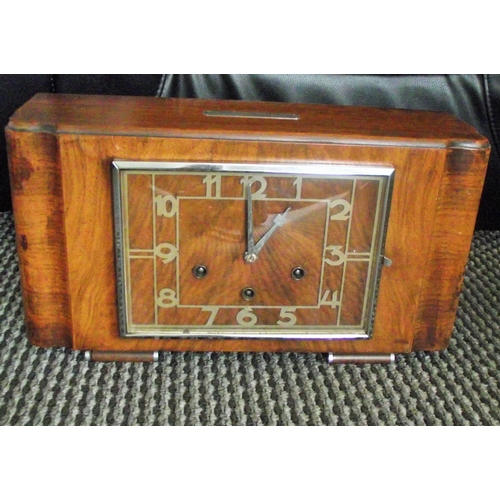 2 - Art deco chiming mantle clock with plaque given by leeds united members and players to George milbur... 