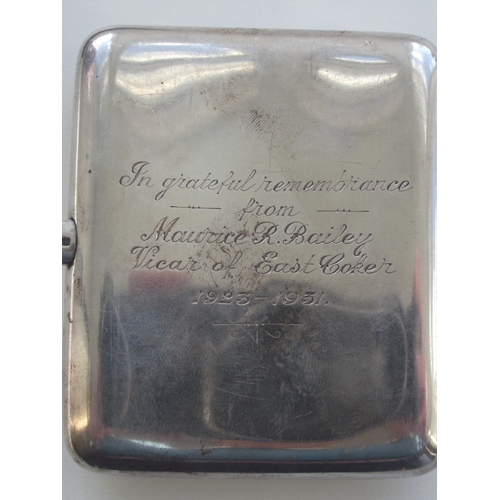 56 - Silver cig case with inscription dated 1923-1931 initialled NL 94.2 g inscribed for remembeance 1923... 