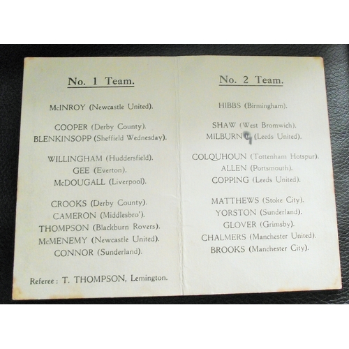 6 - Rare football team card from 1933 benefit match for the late Wilf low Scottish footballer who played... 