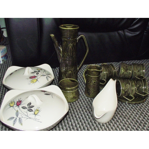 110 - Mixed lot - 1960s Saxony ellgreave coffe set for6 + 2x midwinter Rose lane tureens and sauce boat