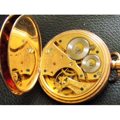 44 - Gold plated waltham traveller pocket watch with second sudsidiary dial ( not seen working)