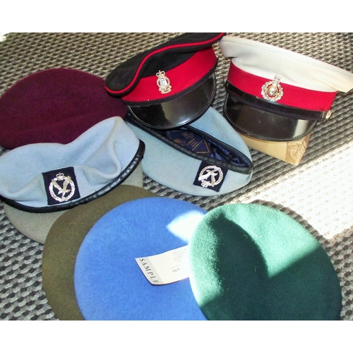 93 - Selection of beret inc 2 Firmin berets with badges ( J R Gaunt manfacturer ) + BRITISH ARMY SURPLUS ... 