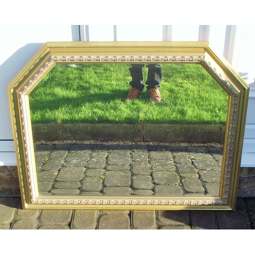 104 - Large quality gold framed overmantle mirror 44 x32