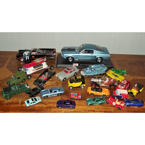 14 - Corgi lunar bug, 1993 ITC Spectrum persuit vehicle ,1998 maisto ford mustang gt cobra, tm and DC Com... 