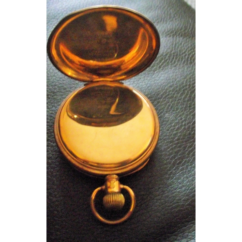 23 - Vintage Fine 10 year gold plated Waltham open faced pocket watch with second dial ( seen working)