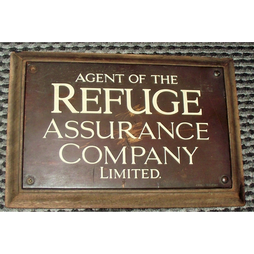 63 - Rare vintage bronze door plaque Agents of the Refuge Assurnace company ltd Mansfield headquarters do... 