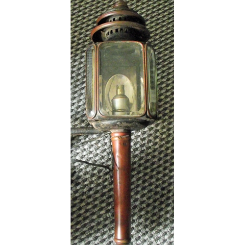 8 - Nice quality Antique19thc carrige lamp with copper handle converted to electric with original hangin... 