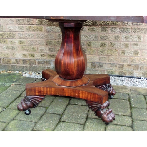 86 - Lovely quality mahogany Antique drop leaf console / dining table with single drawer on single column... 