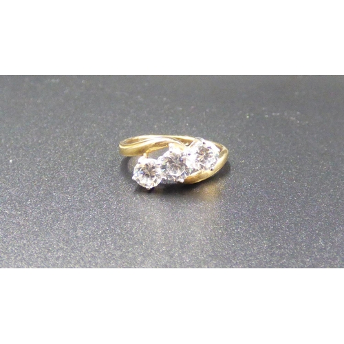 23 - Gold 375 3 Clear Stoned Ring Size J with Presentation Box
2.0 grams