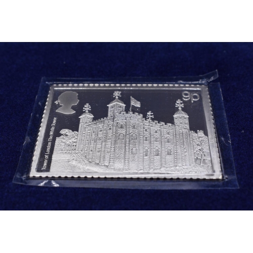 34 - Danbury Mint Enlarged Proof Quality Solid Sterling Silver Tower of London Stamp with Set of Day Cove... 