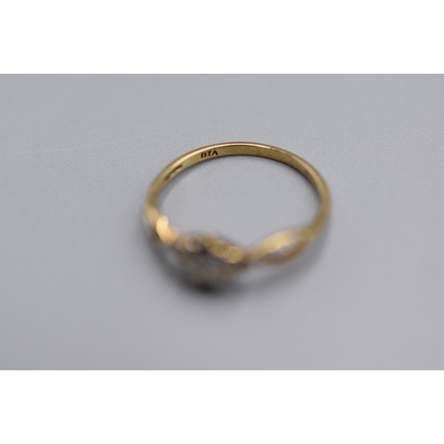 67 - Hallmarked Gold 9K Diamond Ring (Size M) (1.2g)