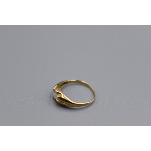 69 - Hallmarked Gold 9K Clear Stone Childs Ring (Size D) (0.9g)