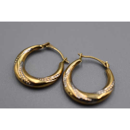 71 - Hallmarked Gold 9K Two Toned Small Hoop Earrings (0.8g)