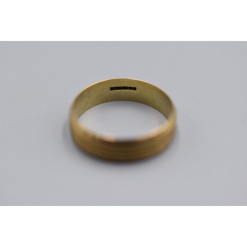 73 - Hallmarked Gold 9K Detailed Band Ring (Size N) (2.2g)