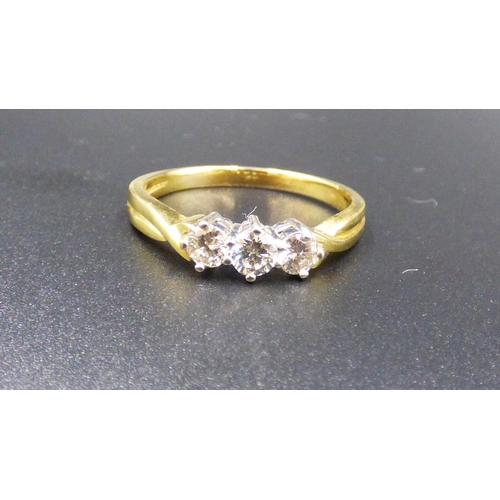 81 - Gold 18ct Ring with 3 Central Diamonds (approx total 0.75 carat) with Presentation Box