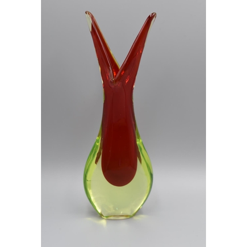 91 - Murano Uranium Glass Beak Vase (8