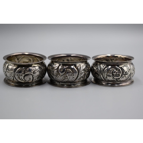 109 - Three Hallmarked Silver Sheffield Napkin Holders (1898) (46.4g)