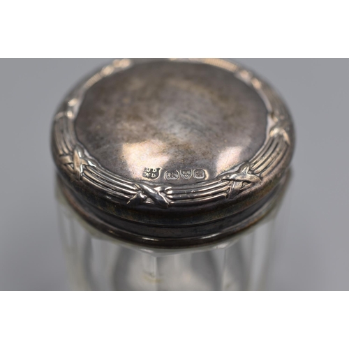 118 - Hallmarked Chester Silver Lidded Glass Pot (2