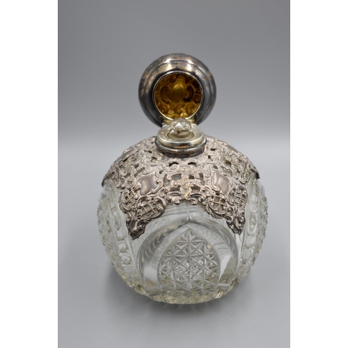 119 - Hallmarked Victorian Crystal Perfume Bottle with Silver Lid