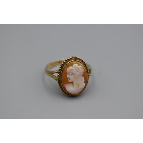 78 - Hallmarked Sheffield Gold 375 Cameo Ring (Size P) Weight 2.8 grams